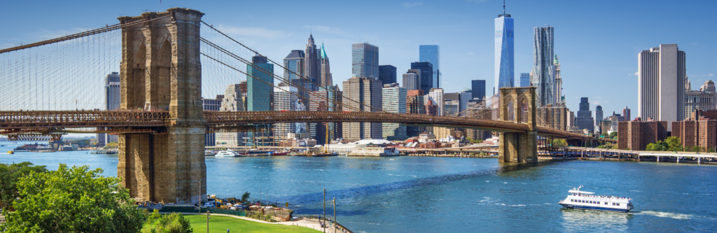 Brooklyn Bridge and New York City skyline over the East River